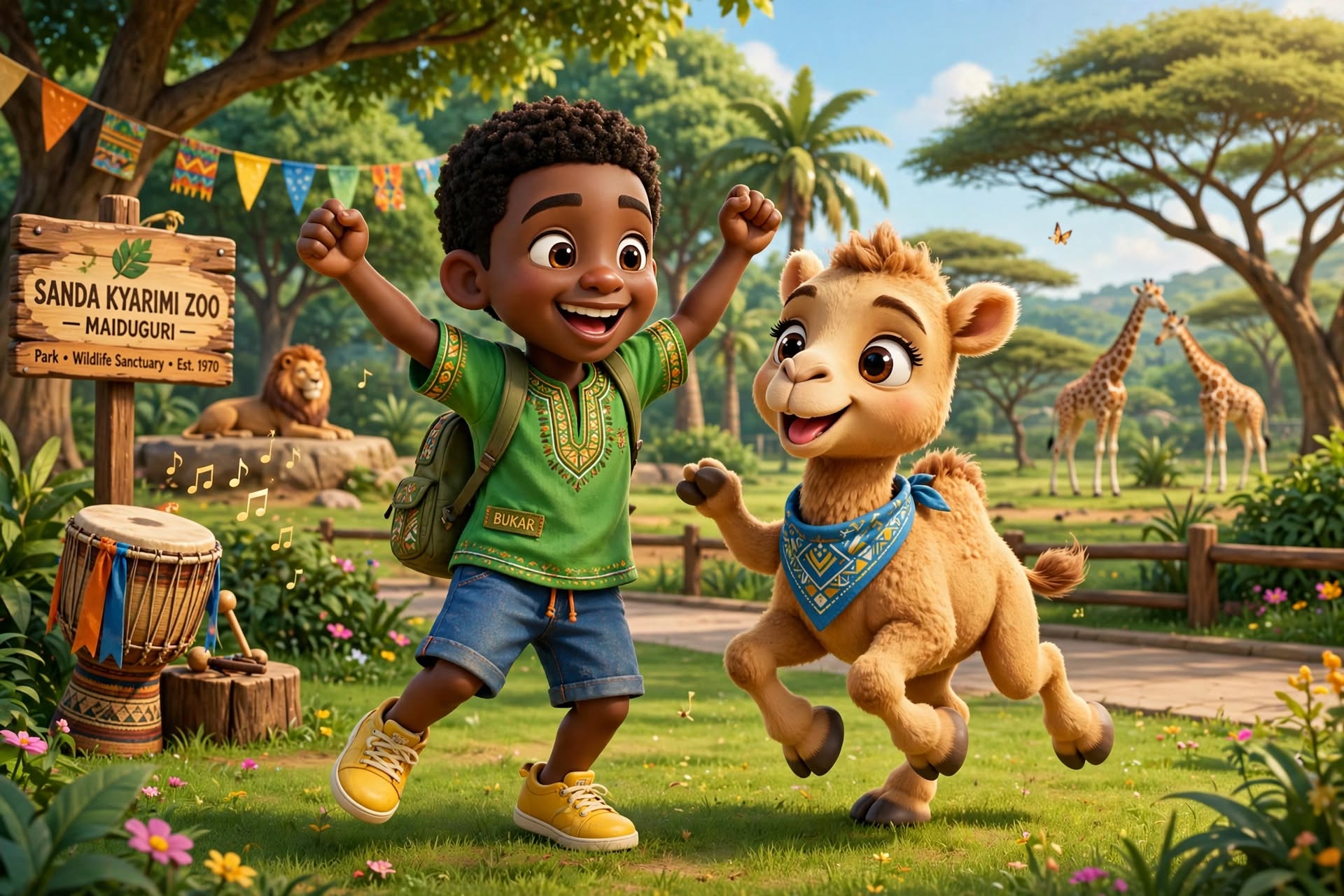 Sanda Kyarimi Zoo park presentation with dancing characters and animals