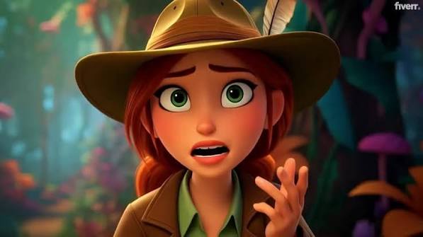 Explorer character expressive keyframe with safari hat and surprised emotion